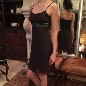 Brown & Turquoise Short Formal Dress
