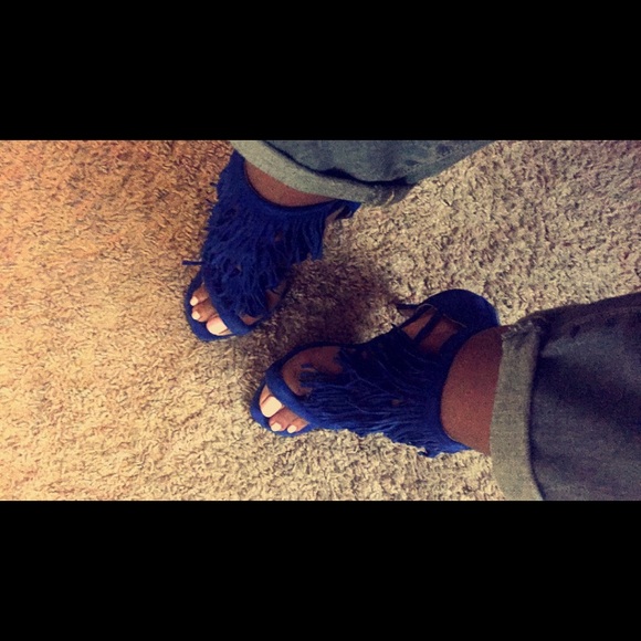 Steve Madden Shoes - Steve Madden Blue Fringe Heels
