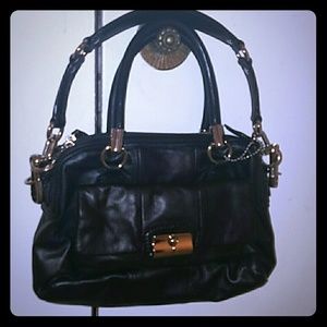 Coach black leather satchel bag