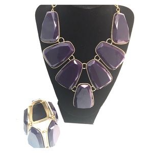 Purple Statement necklace and bracelet