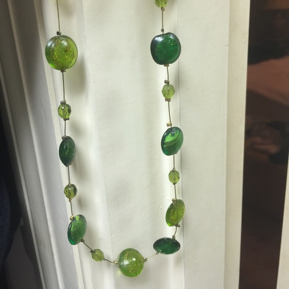 Green beaded necklace from Italy
