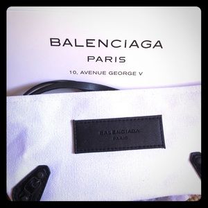 NWT Balenciaga Beige & Black Canvas Make Up Clutch