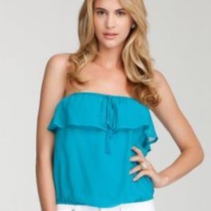Bebe blue ruffle tube top