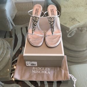 Badgley Mischka silver embellished dress sandal