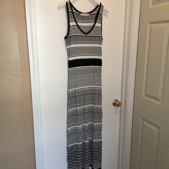 LOFT Mixed Stripe Black/White Dress size Med