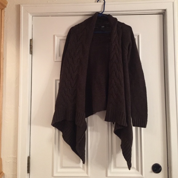 Brown open face flowy wool sweater