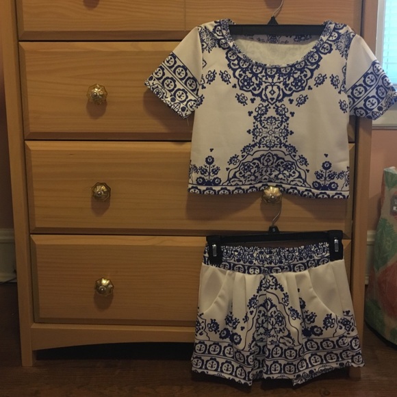 Crop two piece romper