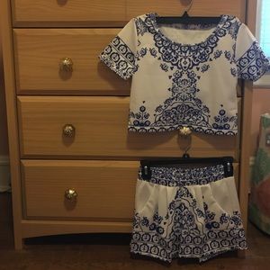 Crop two piece romper