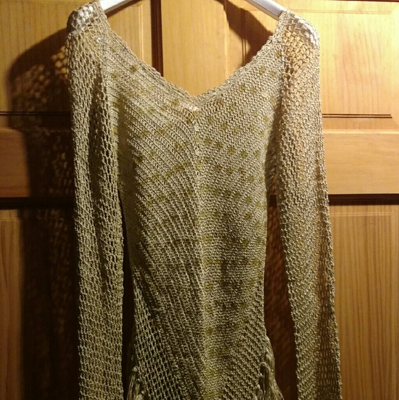 XX SOLD XX Crochet gold fringed top