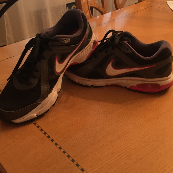 Pink and black nike sneakers