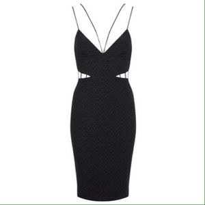 Black Texture Strappy Bodycon Dress