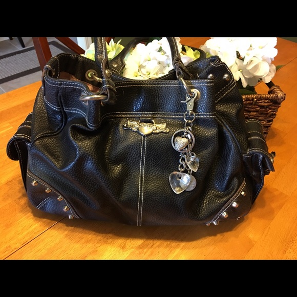 Black leather Kathy Van Zeeland purse