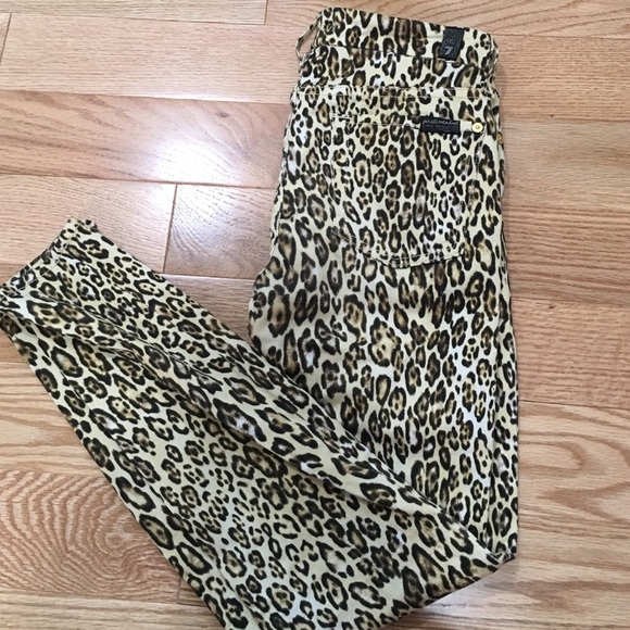 7 of all man kind animal print skinny jeans