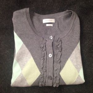 3/4 sleeve argyle cardigan,  size small