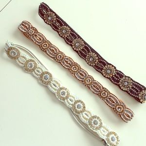 3 Boho Beaded Headbands