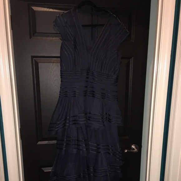 Navy Tadashi Shoji Tiered Gown