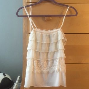 American Eagle white lace ruffle top