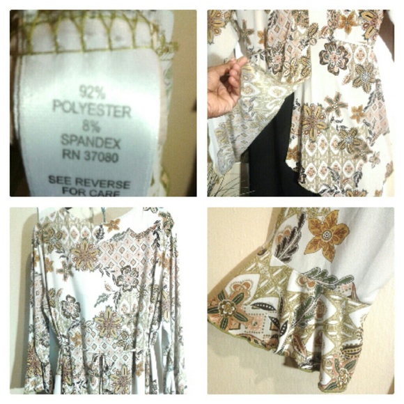 Floral Blouse W/Handkerchief Bottom - Picture 2 of 2