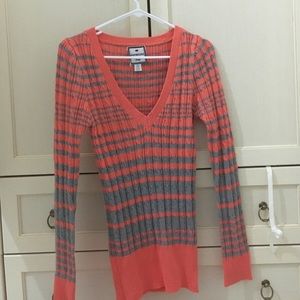 Gray and orange sweater