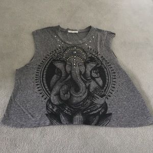 Gray tank top with elephant