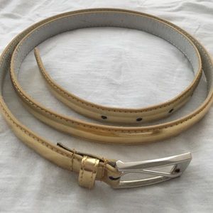 Shiny Gold Leather Belt - XL