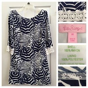 NWOT "Oh Cabana Boy" dress in Navy Blue and White
