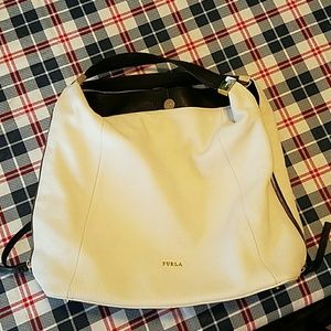 White leather crossbody purse