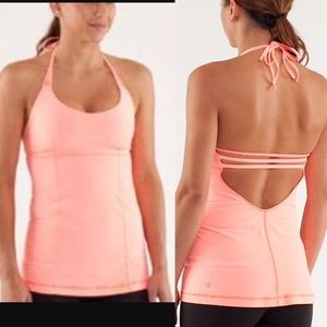 Rare lulu wandering yogi halter tank coral pink