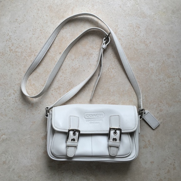Coach small white shoulder bag