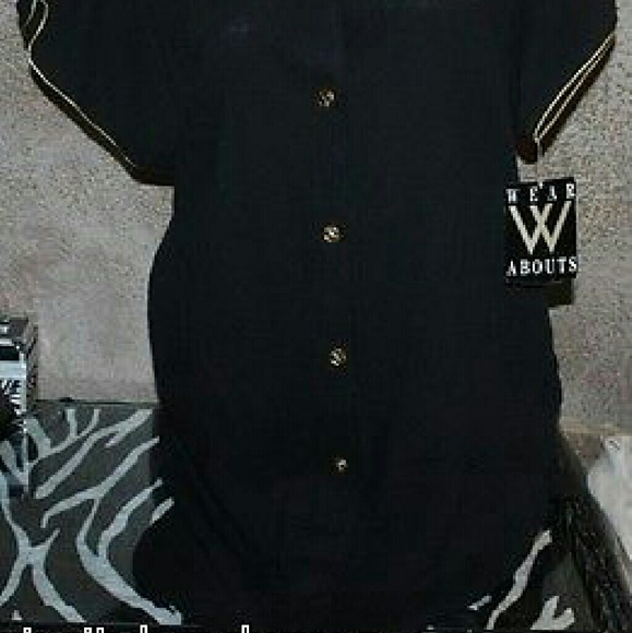 WEAR ABOUTS SMALL BLACK GOLD TRIM SWIM COVER UP - Picture 2 of 4