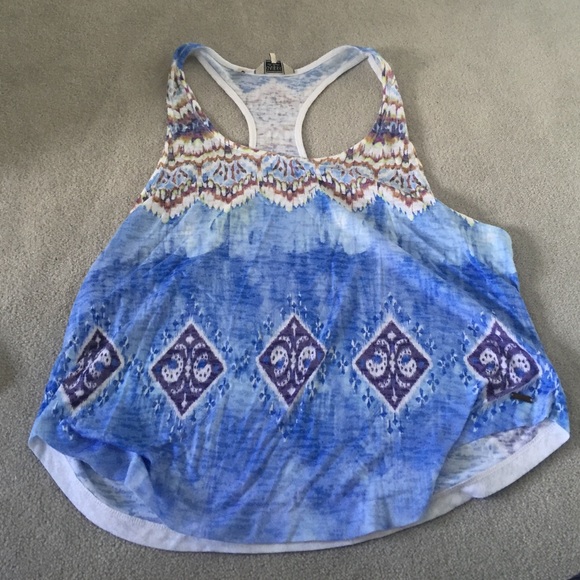 Blue tank top with prints
