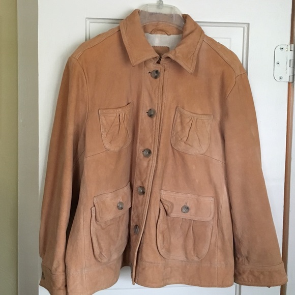 BR leather jacket. loose button. 3/4 sleeves. - Picture 1 of 3