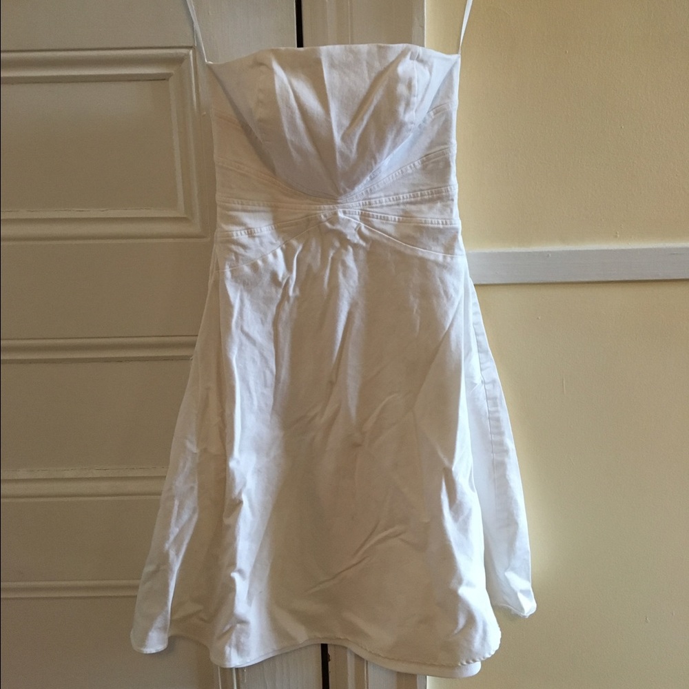 White House Black Market white strapless dress