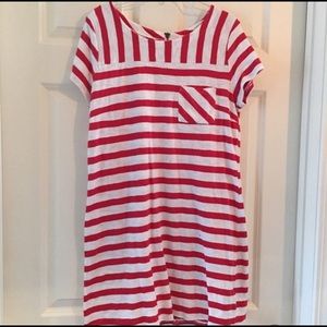 Red striped t shirt dress size med