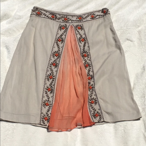 Tab skirt with orange chiffon and beads