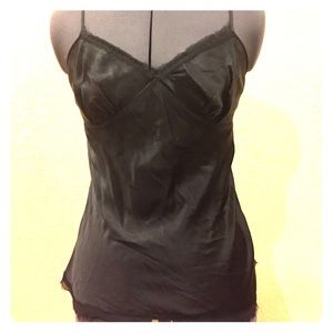 Lingerie style black tank