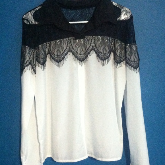 Black Lace Button Up