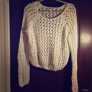 Open knit cream sweater