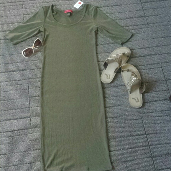 Olive green midi dress