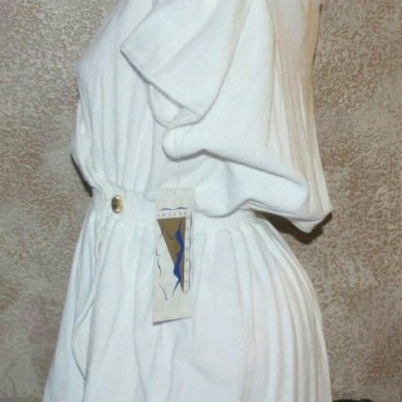 SOLID WHITE ROBE STLYE COVER UP X-LARGE NEW - Picture 4 of 4