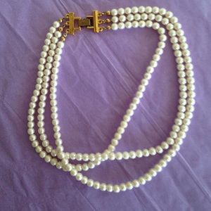 Napier three strand pearl wedding necklace
