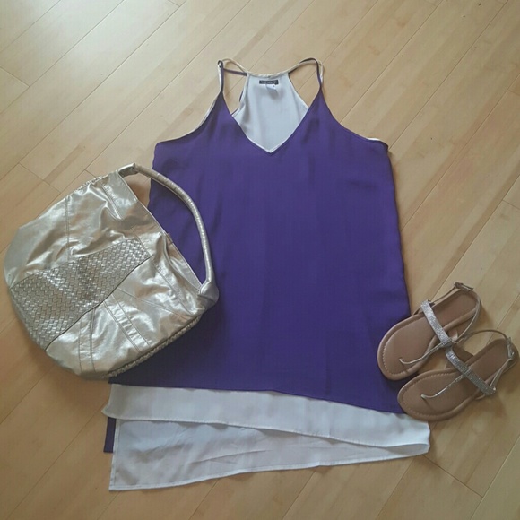 Purple and creme spaghetti strap sundress