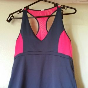 Aerie fit work out top gray and pink gym l to xl