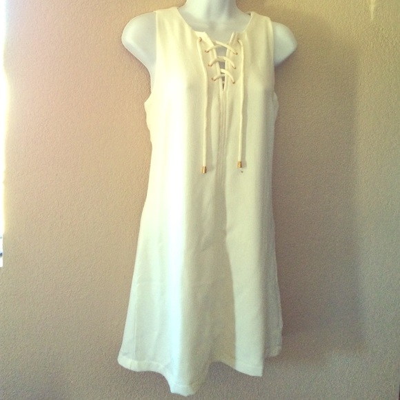 NWT Cream Drawstring Dress - Picture 1 of 4