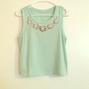 Express Light Blue Bling Crop Top