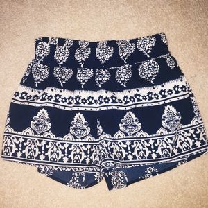 Navy and White Printed Fashion Shorts