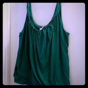 Pleated and draped cotton tank