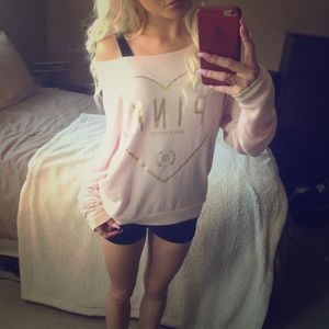 PINK VICTORIAS SECRET OFF SHOULDER SWEATER SOFT
