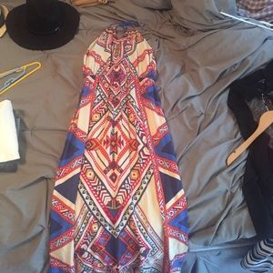 Aztec halter maxi dress