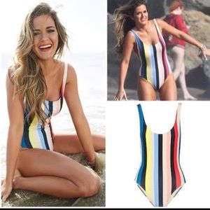 Striped One Piece Bathing Suit
